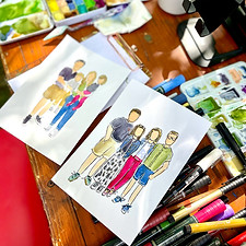 Live event illustration in Bavaria – artist sketching guests on-site at a German trade fai