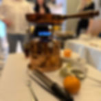 Table side Crêpe Suzette flambéed tableside at Mandarin Signature Restaurant Cluj-Napoca - a signature dessert experience