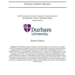 Twistor Theory (Durham Summer Projcet)