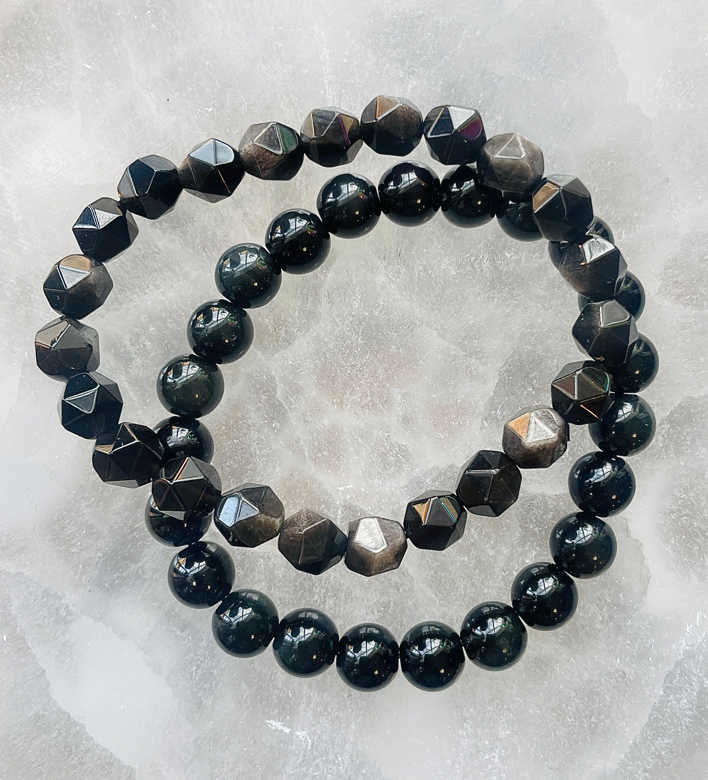 Silver Sheen Obsidian 8mm Semi-Precious Bracelet