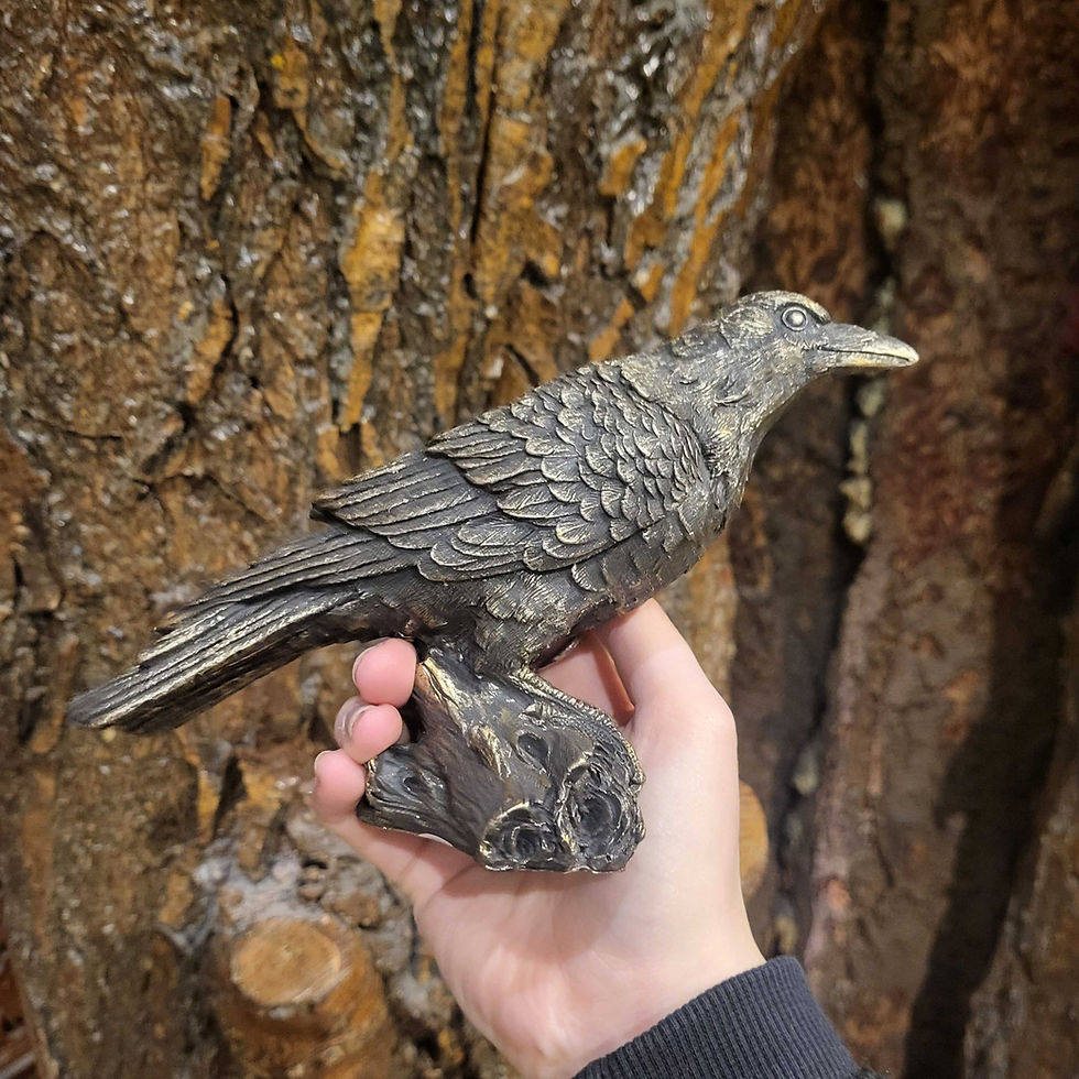 Thumbnail: gold raven statue figurine bird raaf vogel beeldje fantasyshop chimera