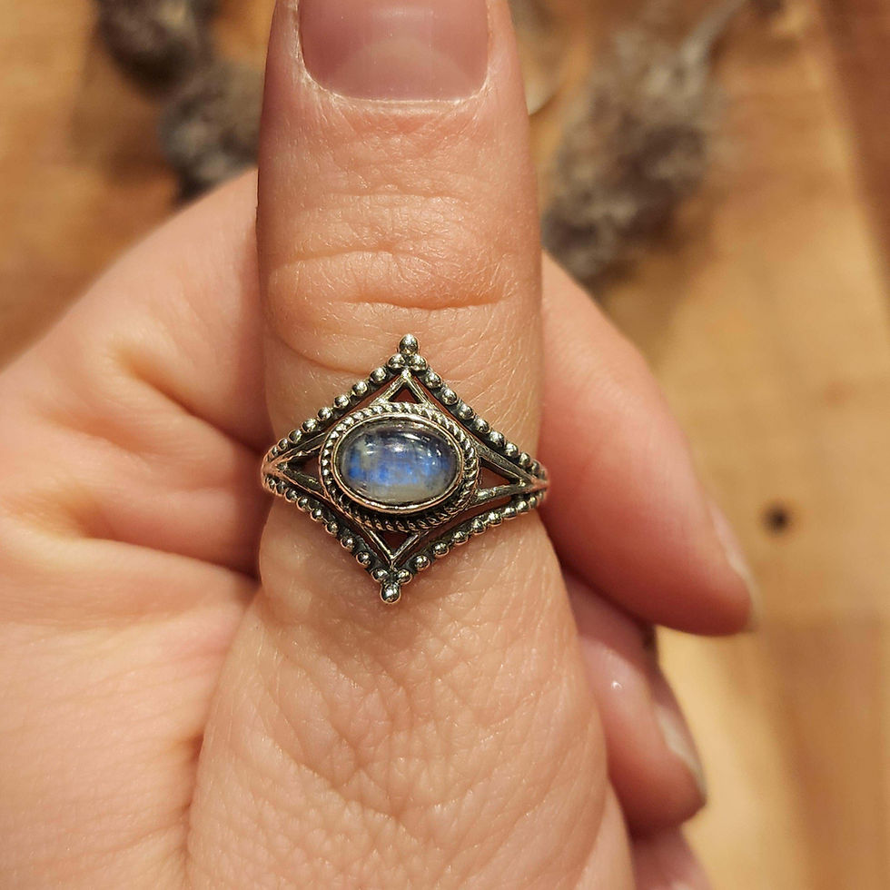 Thumbnail: boho fantasy ring crystal garnet onyx moonstone amethyst magic