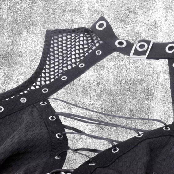 Thumbnail: tatum dress black zwart jurk gothic punk rave fantasy-shop-winkel