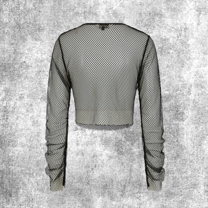 flare mesh shirt sheer alternative punk emo black zwart top longlseeve fantasy shop chimera
