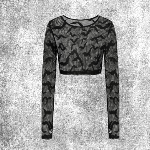Night flight crop top bat black fantasy-shop-winkel