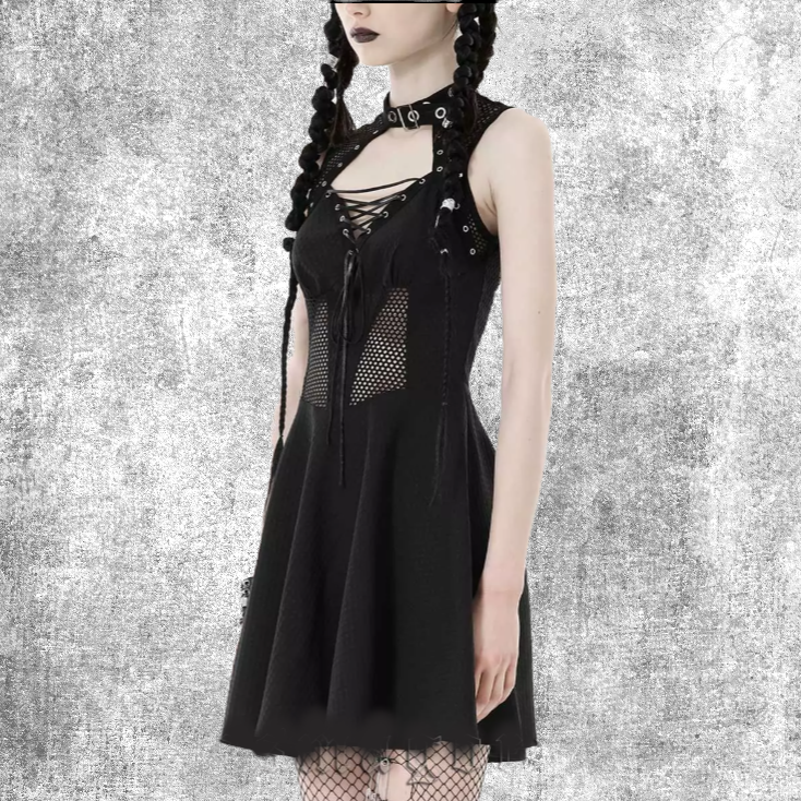 tatum dress black zwart jurk gothic punk rave fantasy-shop-winkel