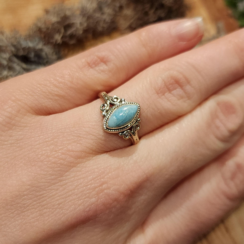 Thumbnail: oval larimar ring sterling silver zilver stone jewelry fantasy fantasyshop chimera