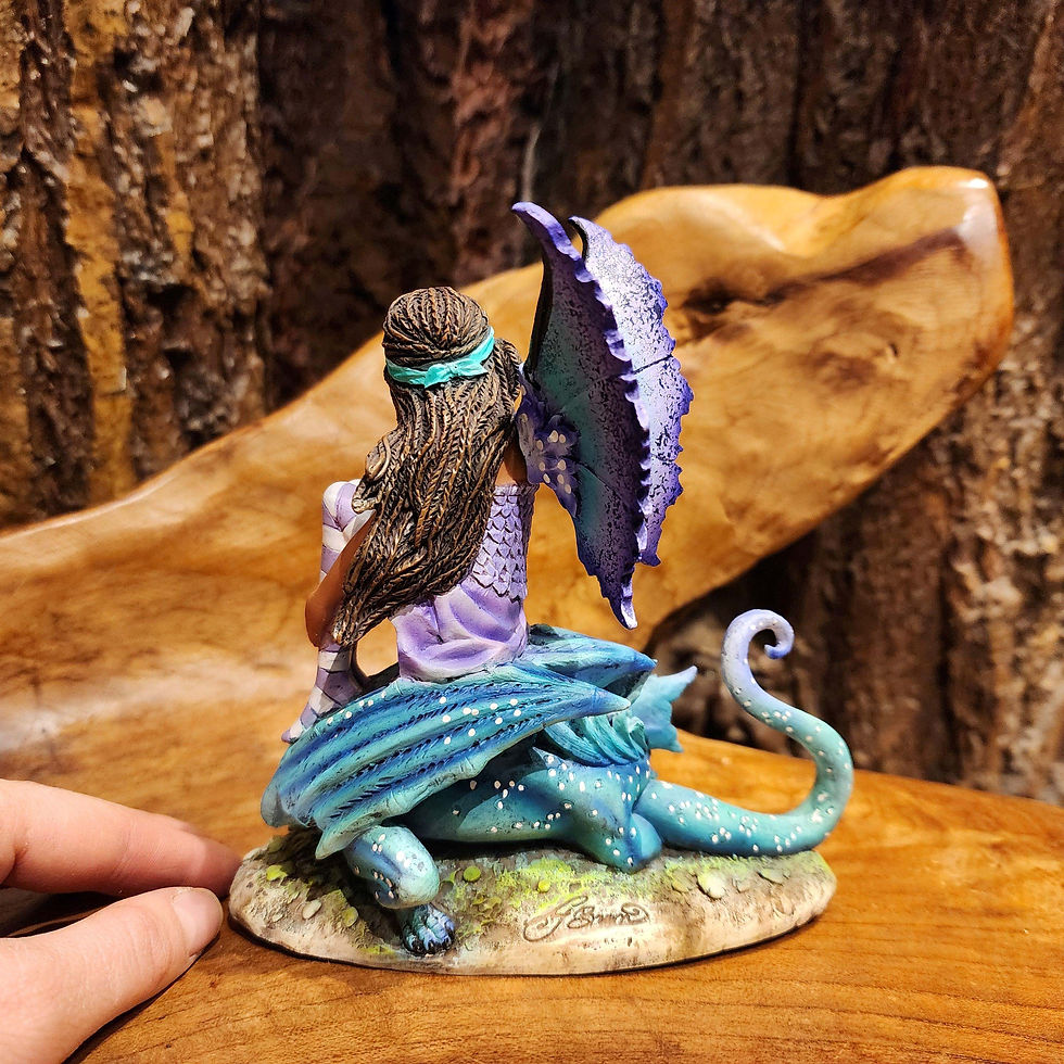 Thumbnail: dragon perch amy brown fairy with dragon elfje draakje beeldje figurine