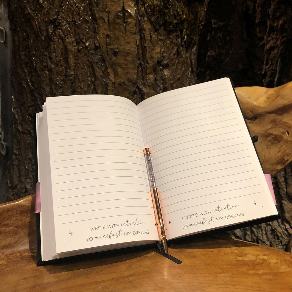 my manifestation journal amethyst pen notebook writing book notes moon witchy fantasy fantasyshop chimera