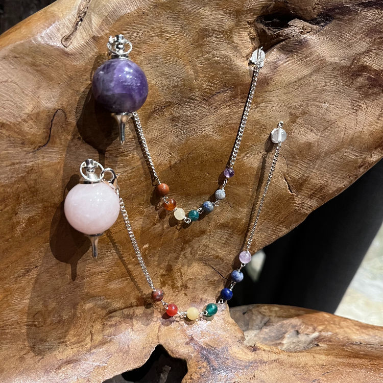 Amethyst & Rose Quartz pendel