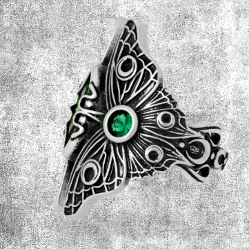 Thumbnail: emerald moth ring brass koper ring mot vlinder fantasy-shop-winkel
