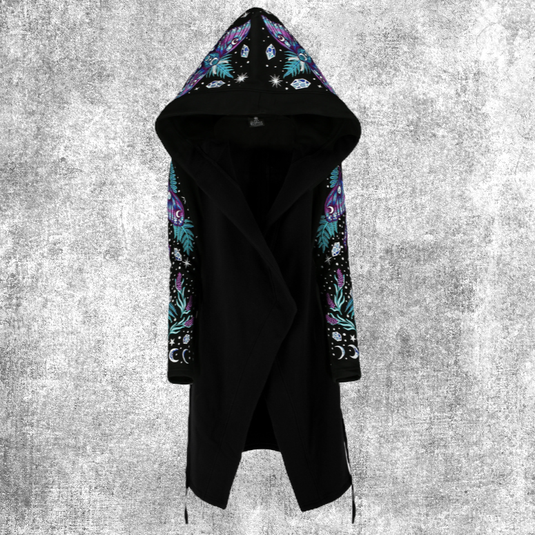 Thumbnail: luna moth hoodie vest jacket moon crystals witchy wicca alternative fashion style magical fantasy fantasyshop chimera