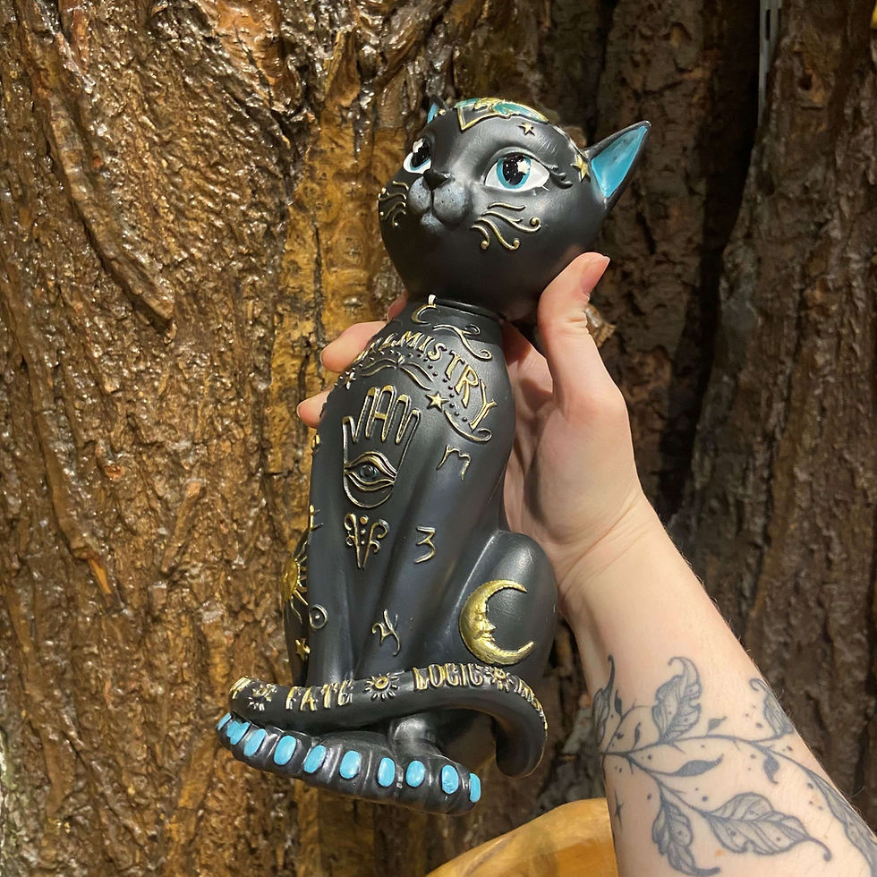 Thumbnail: palmistry kitty cat figurine spiritual witchy statue future psychic fantasy chimera