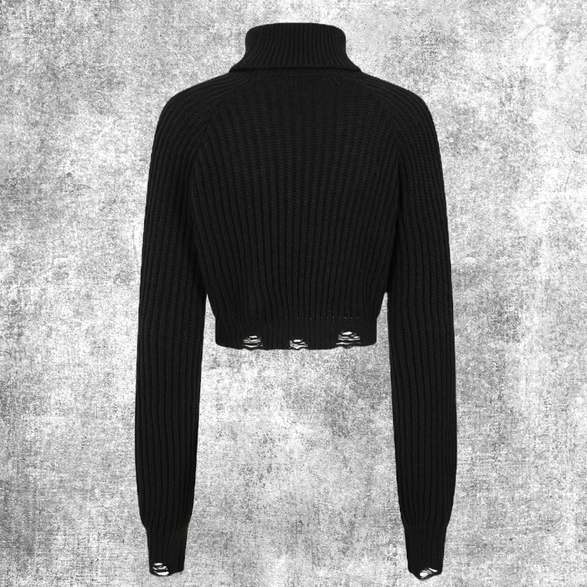 Ribbed knit sweater black zwart longsleeve trui alternative emo fantasy shop chimera winkel