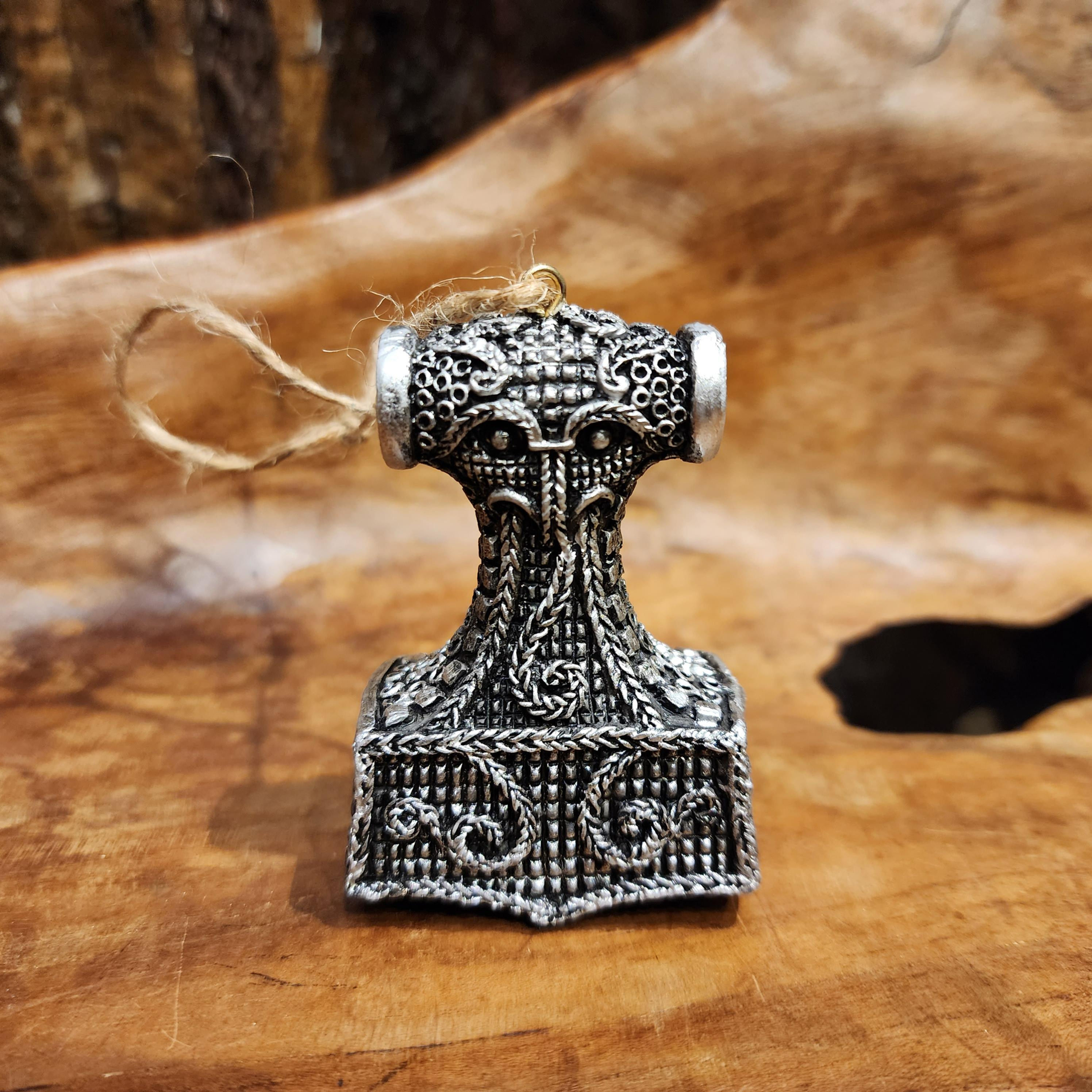 thor's hammer viking fantasy christmas ornament unique gift wicca pagan