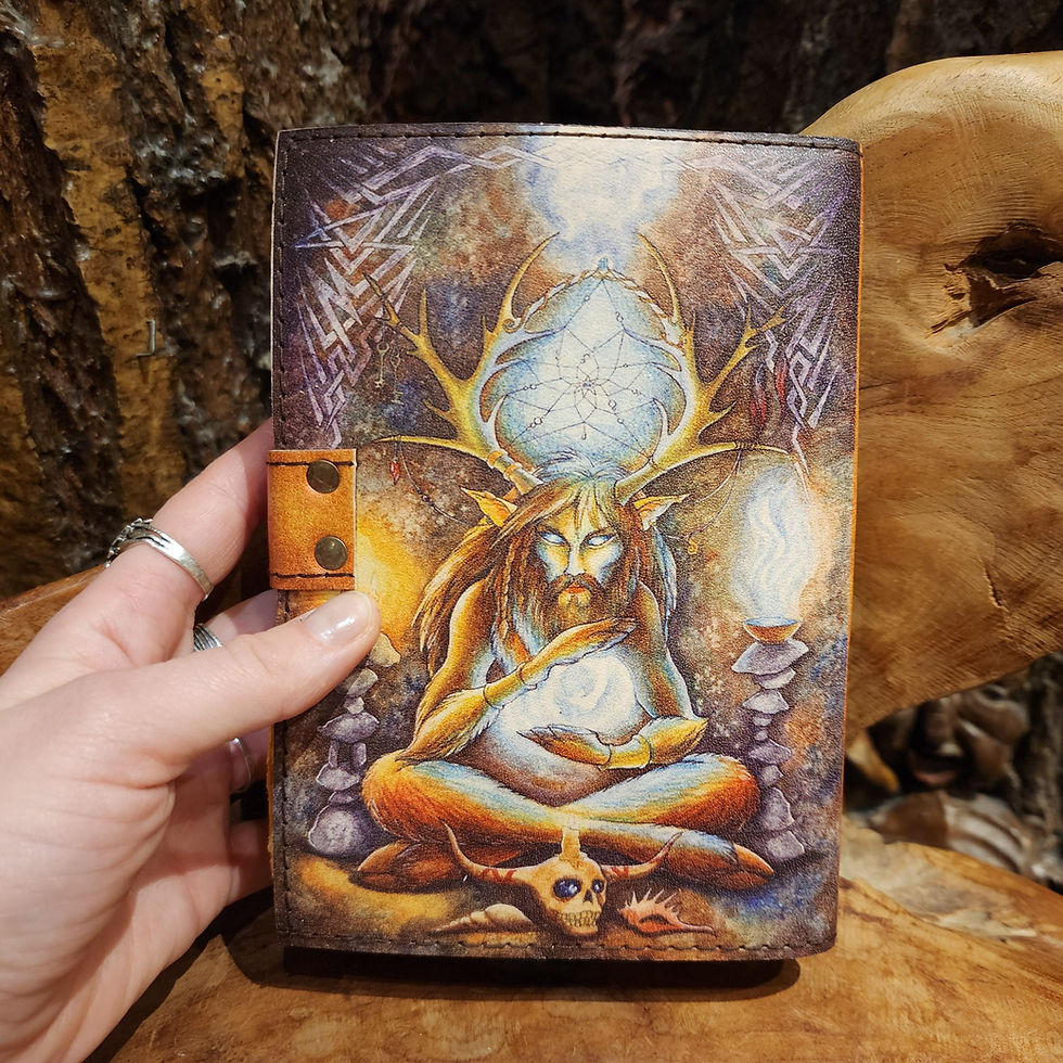 Thumbnail: faun magic forest fairy wicca pagan notebook journal fantasy leather diary  art