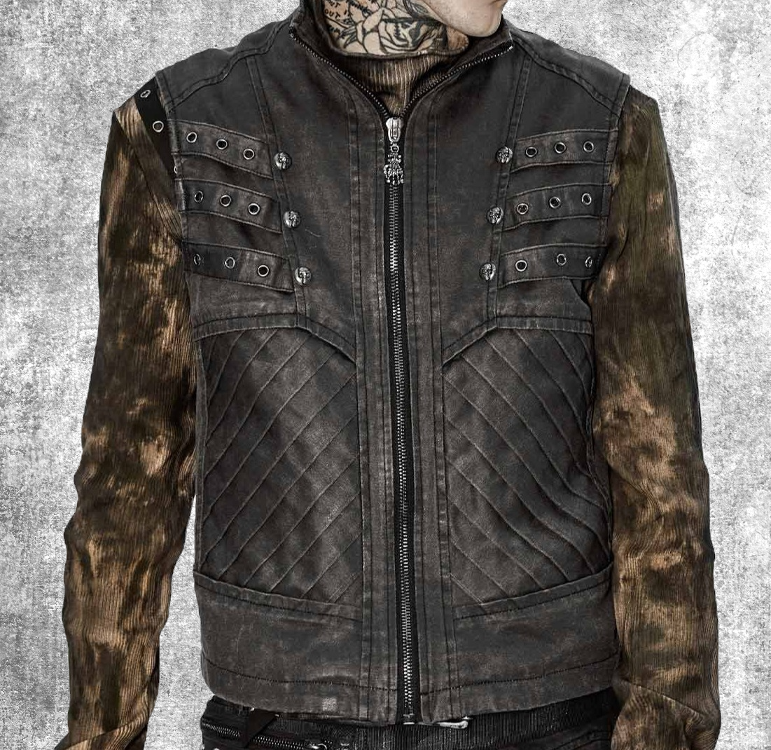 Skull vest grey grijs gilet punk men's wear alternative clothing shop amsterdam