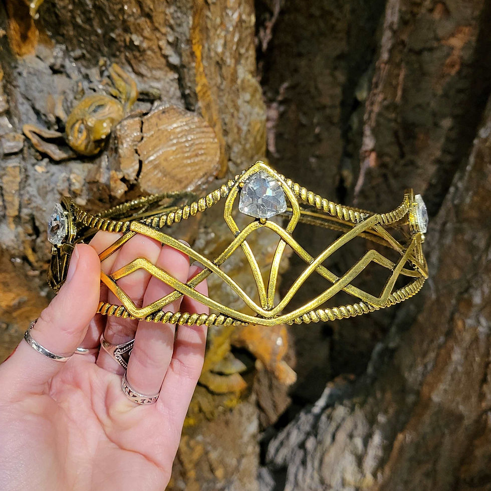 Thumbnail: fairy king crown gold leaves vines crystal fantasy accessory chimera