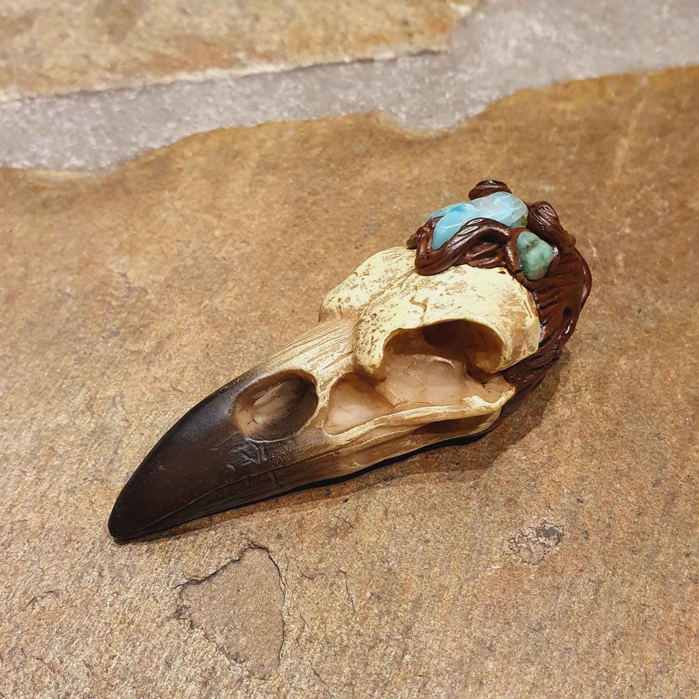 raven skull totem animal pendant necklace shamen sjamaan raaf schedel hanger ketting