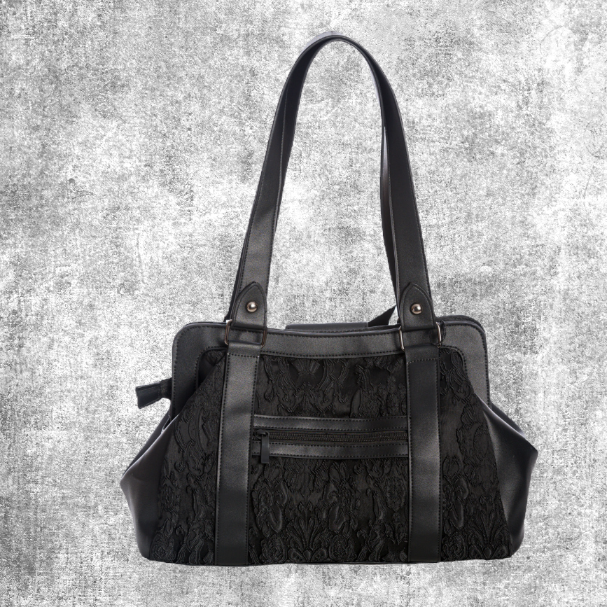 Thumbnail: vita bag red/ black lace skull bow romantic victorian goth gothic alternative style fashion fantasyshop chimera