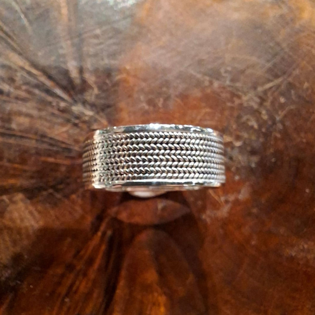 Silver Band ring Braided Wide Zilver Gevlochten Breed