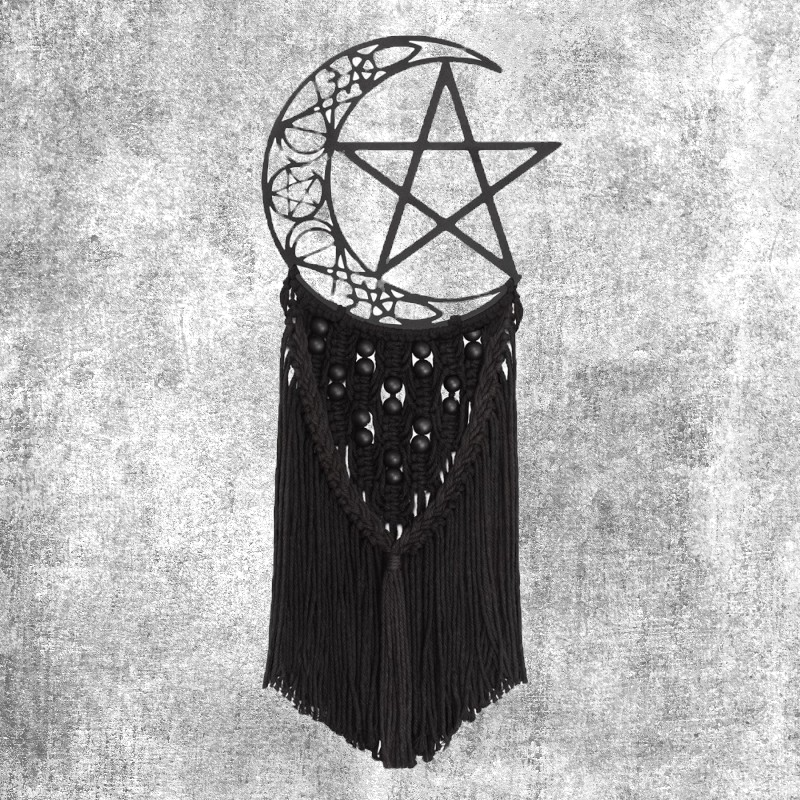 macramé moon hex wall hanging house accessories home decoration fantasy