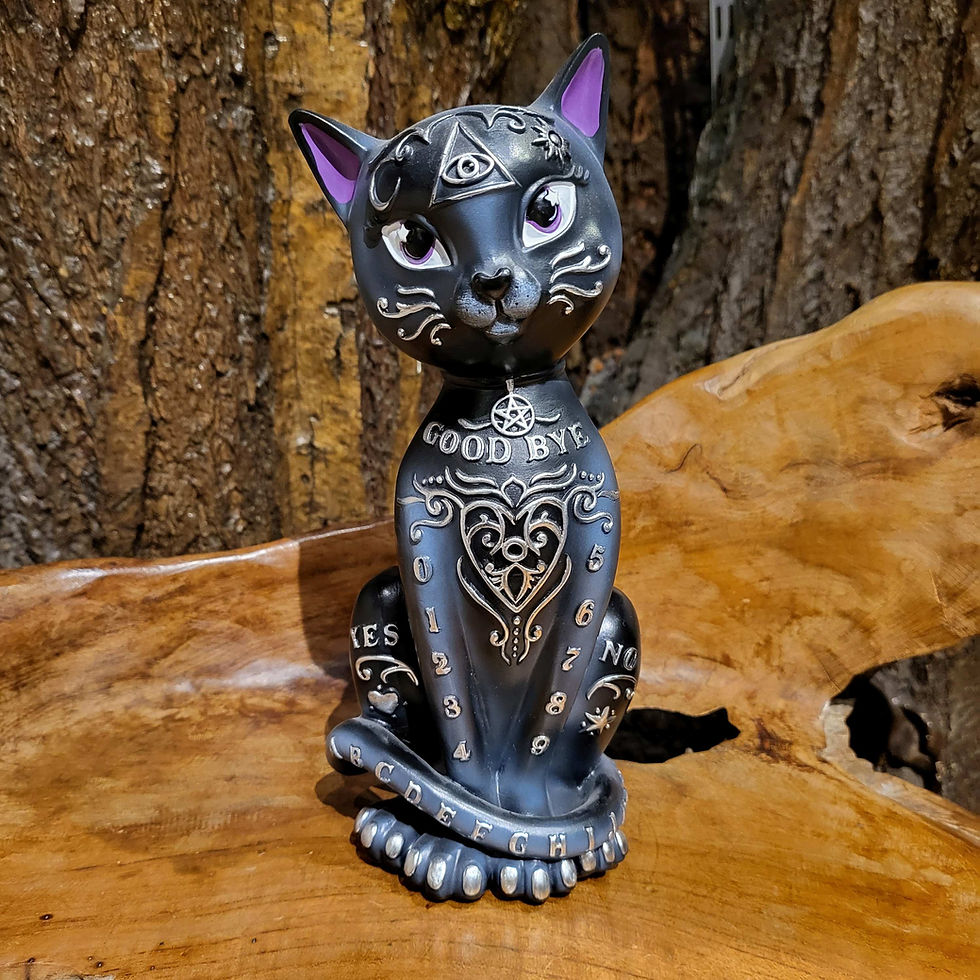 ouija cat black kitten kitty alternative style figurine statue gothic fantasy