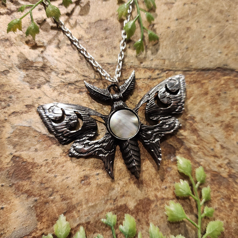 Thumbnail: luna moth necklace alchemy moon abalone insect jewelry alternative gothic accessory fantasyshop chimera