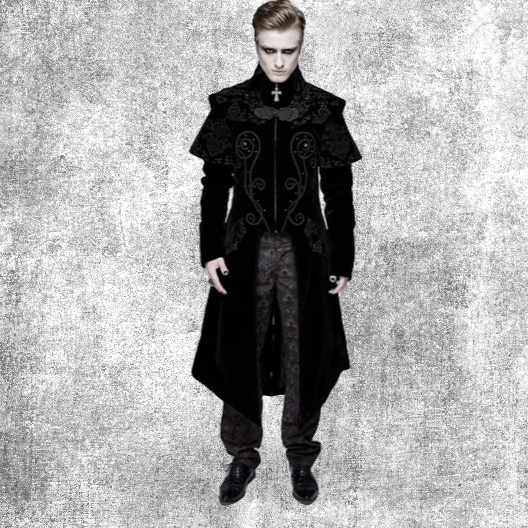 cardinal coat black victorian edwardian alternative fashion goth gothic men fantasy fantasyshop chimera