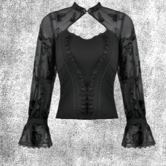 Thumbnail: Mariposa Top blouse clothes woman outfit fashion punk goth gothic fantasy black lace
