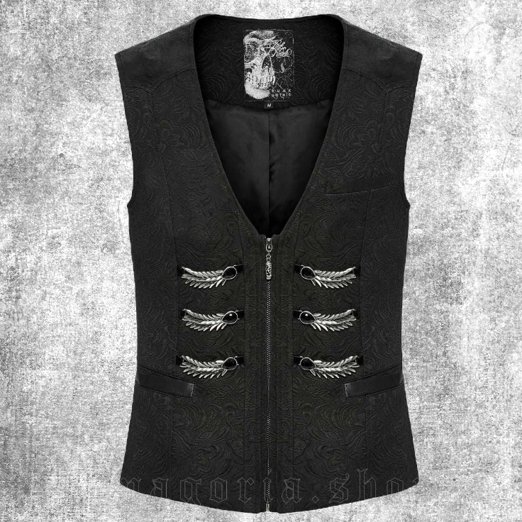 Dragon Rider Waistcoat Romantic Gothic Brocade Zipper V-Neck Alternative Alternatief