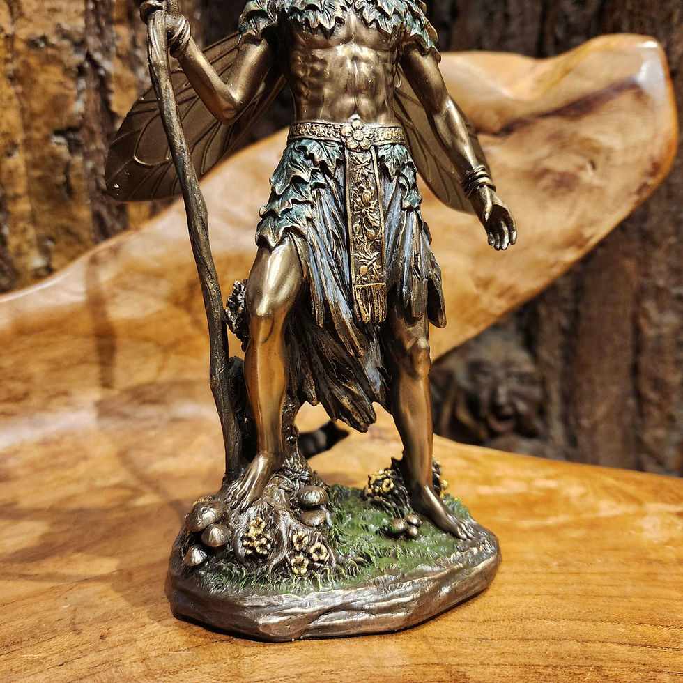 Thumbnail: fantasy statue figurine forest fairy druid warrior brons king beeld figuur elf bos