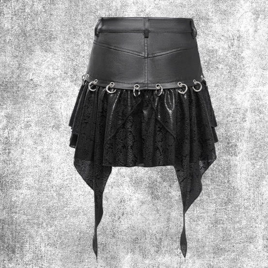 Thumbnail: pixie punk skirt fantasy gothic outfit clothes chains faux leather