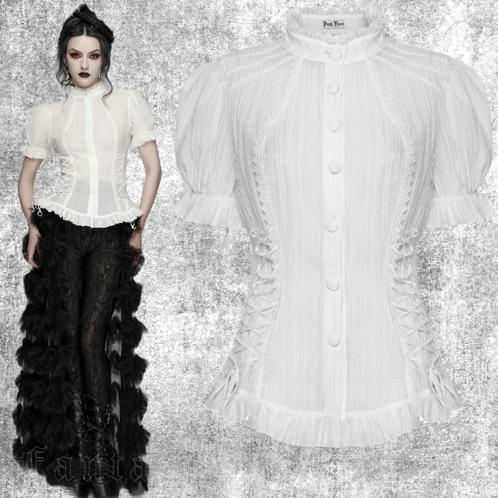 mindy top white blouse shirt clothes punk goth gothic clothing fantasy fashion