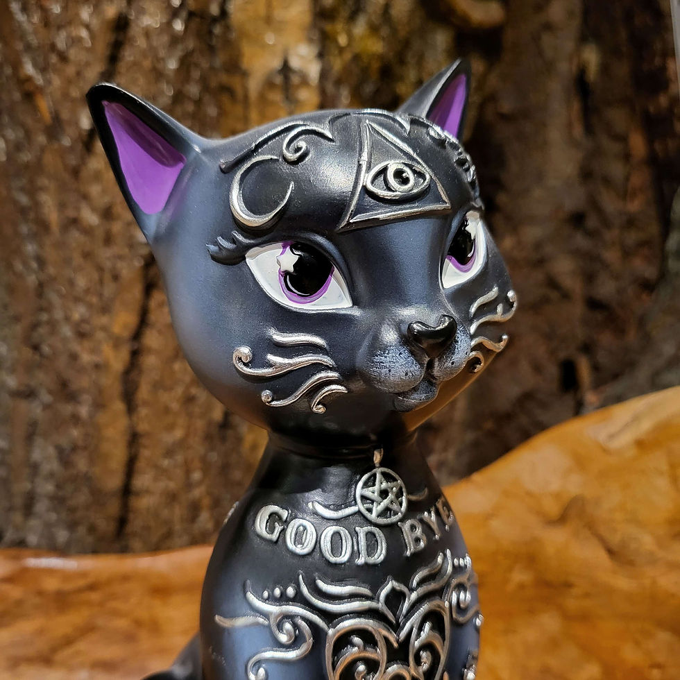 ouija cat black kitten kitty alternative style figurine statue gothic fantasy