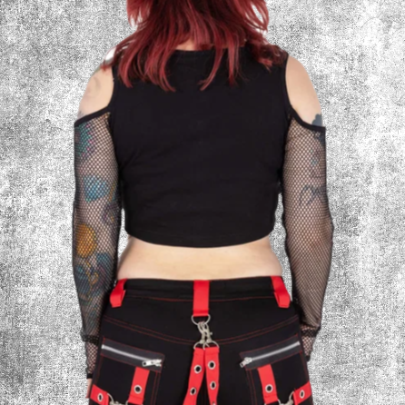vizu top black mesh sleeves punk goth gothic