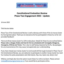 Constitutional Evaluation Review Phase Two - Update