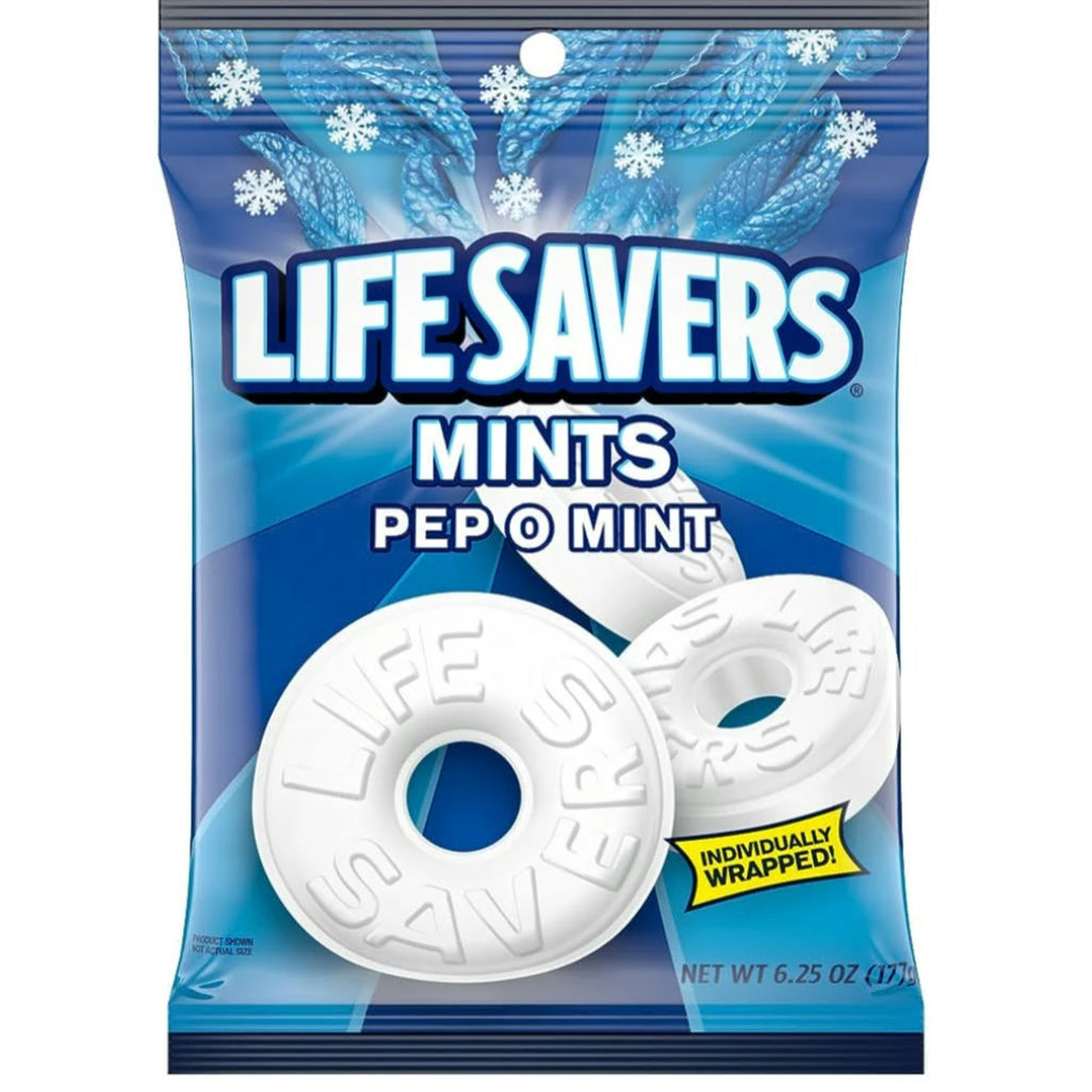 LIFE SAVERS Pep O Mint Candy Bag,White, 6.25oz 11ct#08503