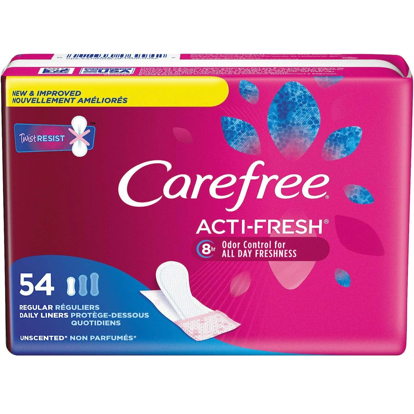 Carefree Body Shape Pant Liners, Regular,54 Count