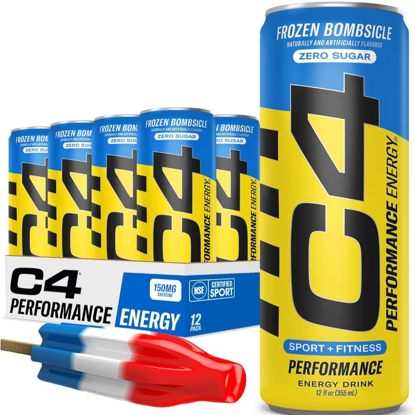 C4 Energy Drink 12oz (Pack of 12) - Frozen Bombsicle - 
