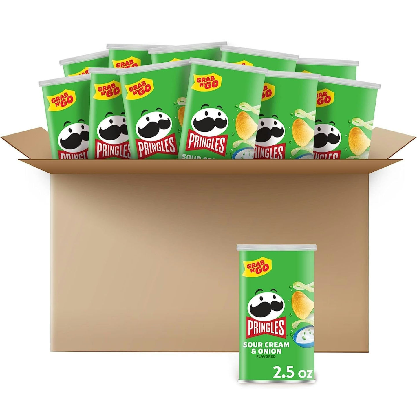 Pringles Potato Crisps Chips, , Sour Cream & Onion 2.3oz 12ct