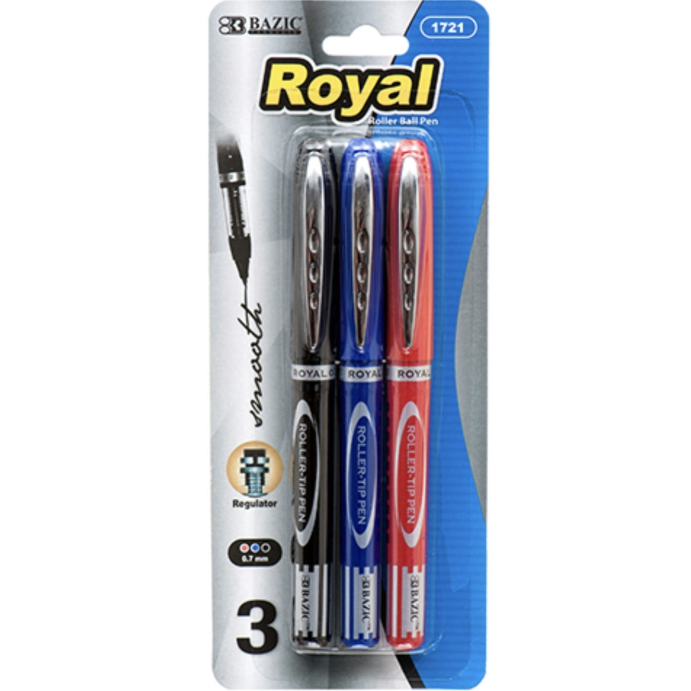 Bazic Taylor Rollerball Pen Assorted Color 3 Count # 1721