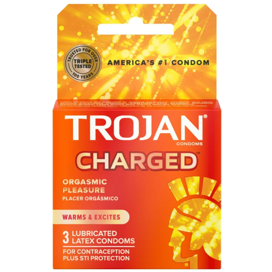 Trojan Charged Lubricated Condoms - 3 Count.
