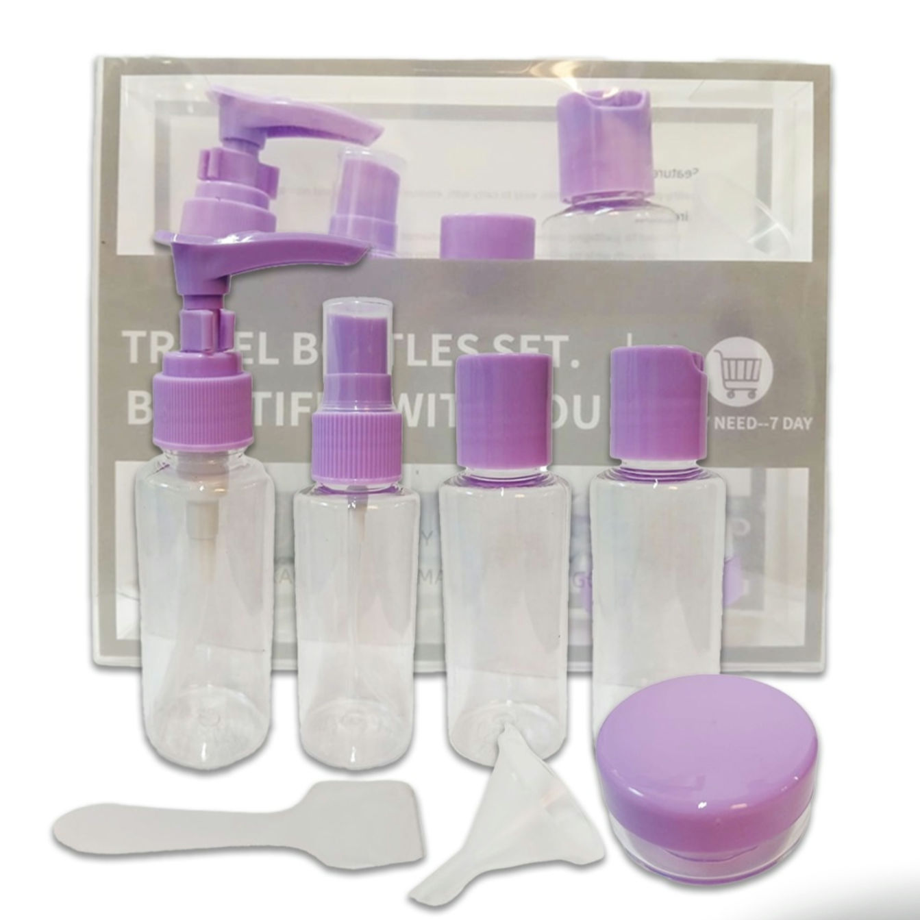 Travel Bottle Set Purple 8 Pcs
