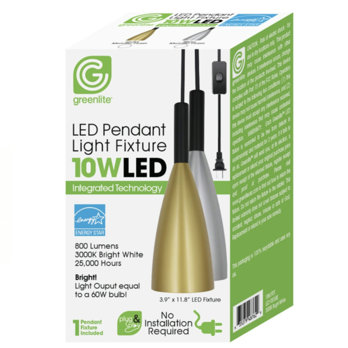 Greenlite Led Pendant Light Fixture 1 Count