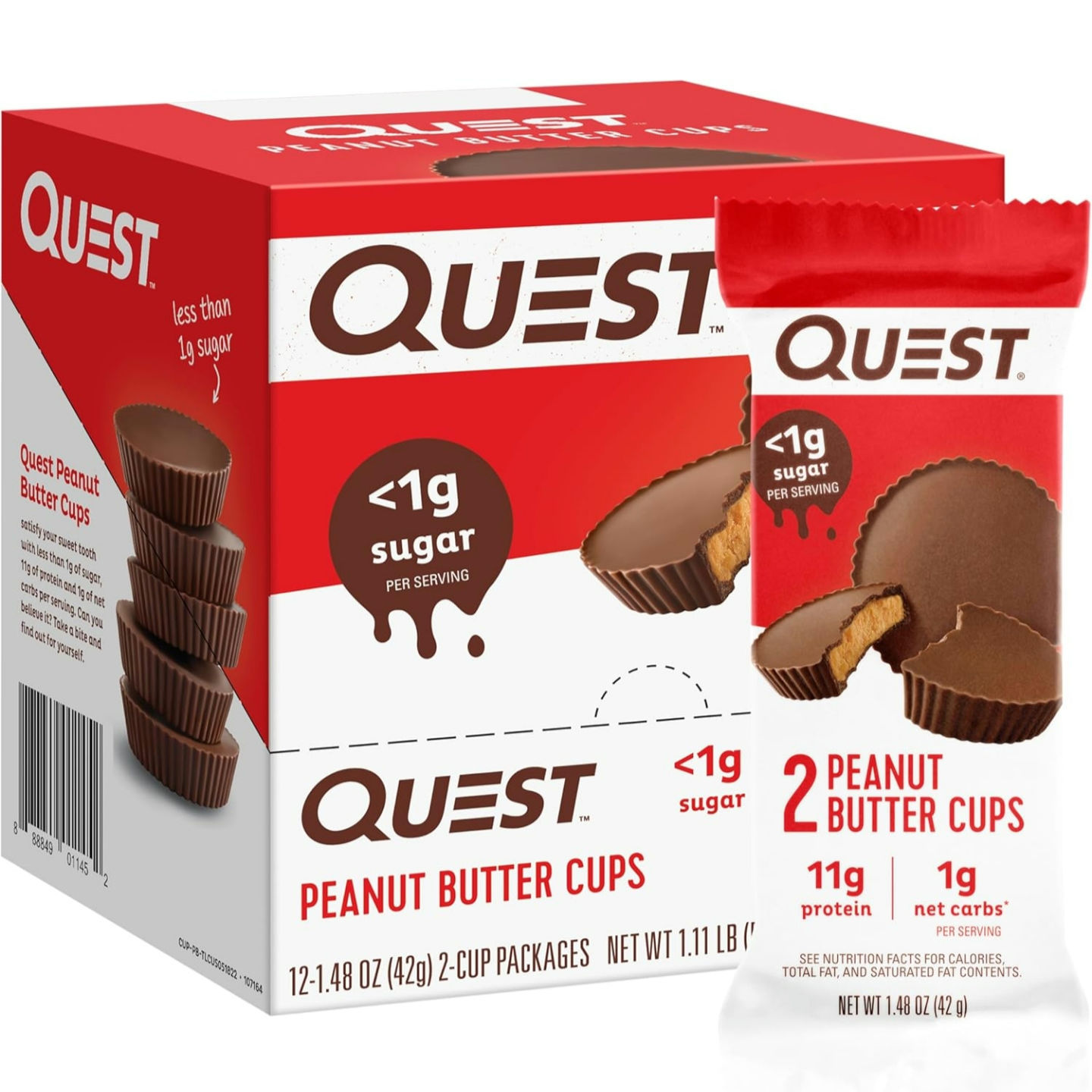Quest Nutrition Peanut Butter Cups, 11g Protein, 1g Sugar 12ct