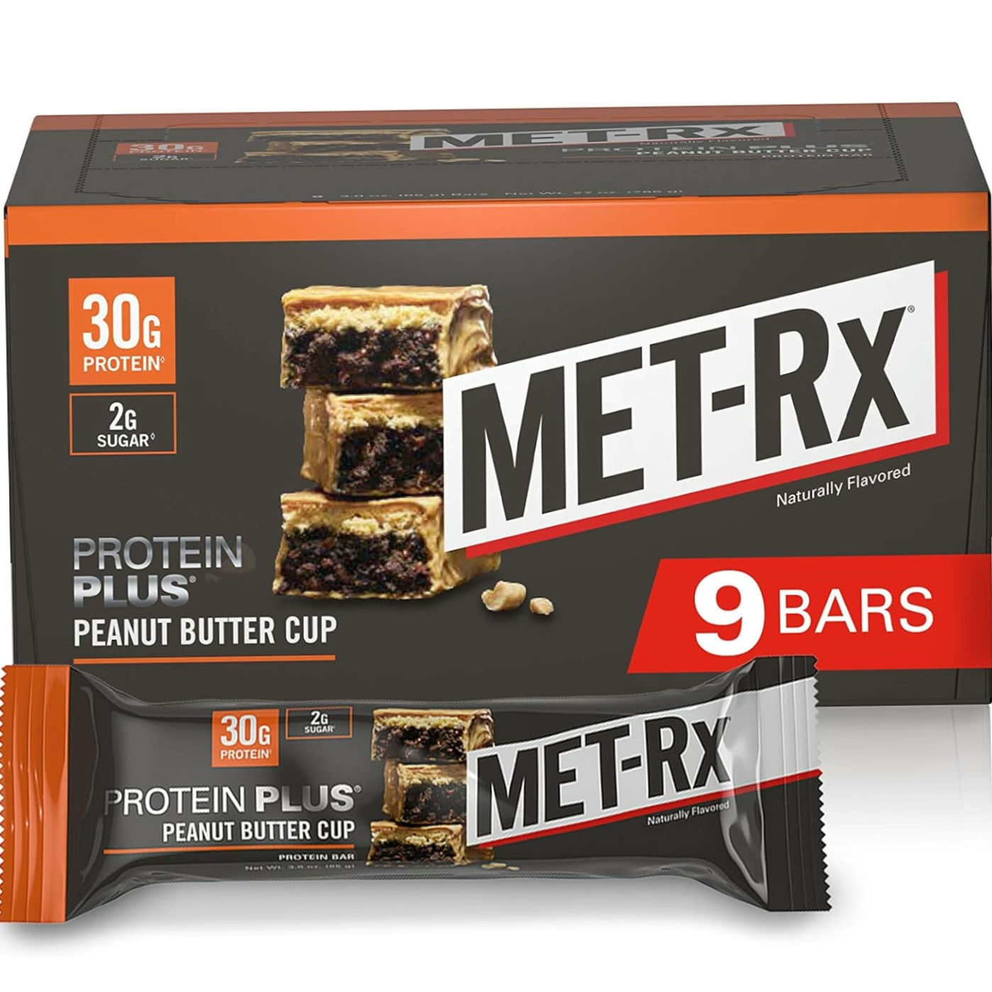 MET-Rx Protein Plus Bar, Peanut Butter Cups 9 Count