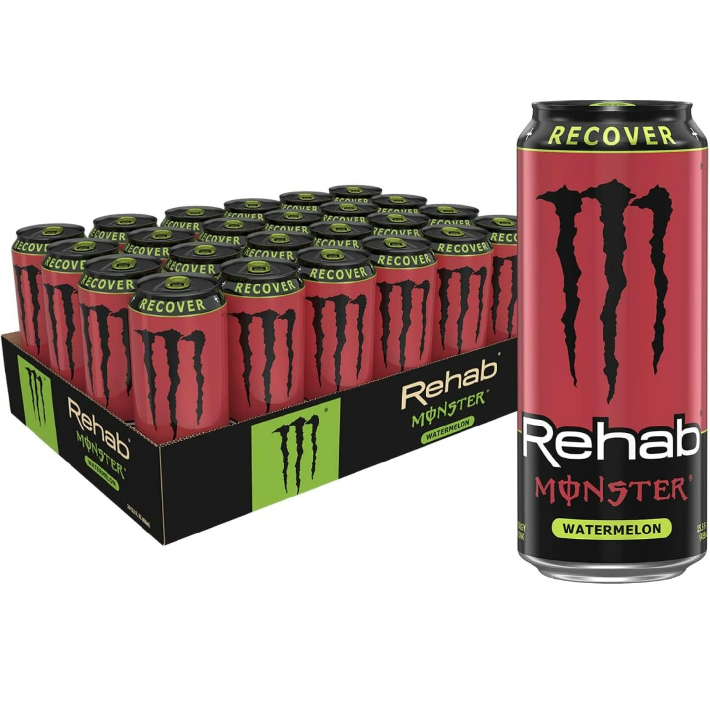 Rehab Monster Watermelon + Energy, 15.5 Fl Oz (Pack of 24)