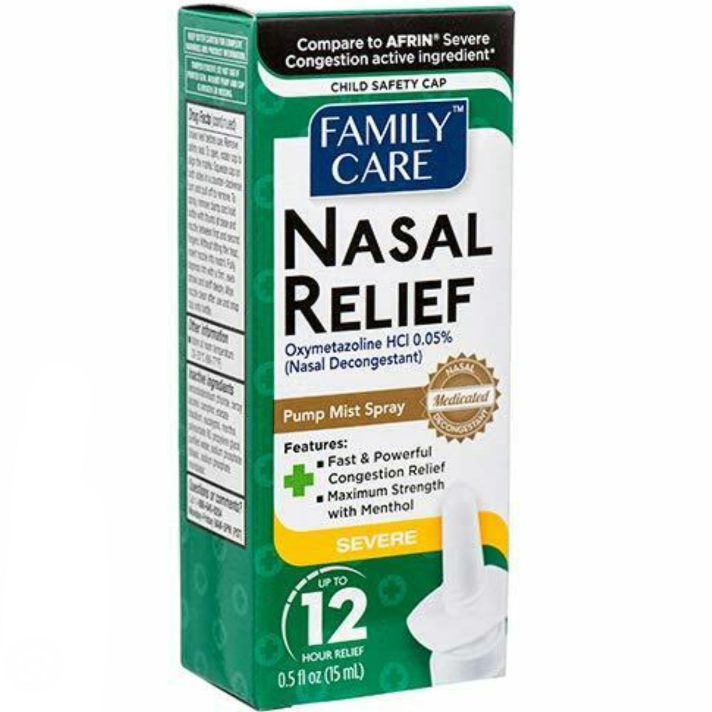 Family Care Severe  Maximum Strength, Nasal Congestion Relief Pump Mist - 15 ml