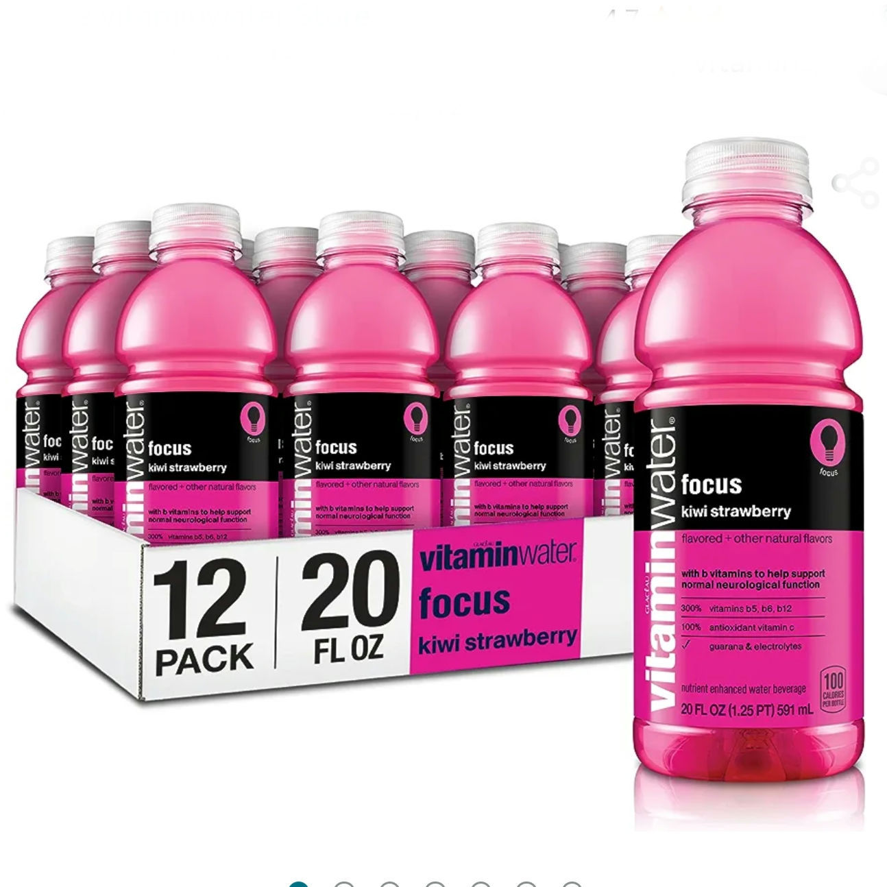 Vitamin Water - Focus Kiwi Strawberry - 20 fl oz Bottle 12 Count